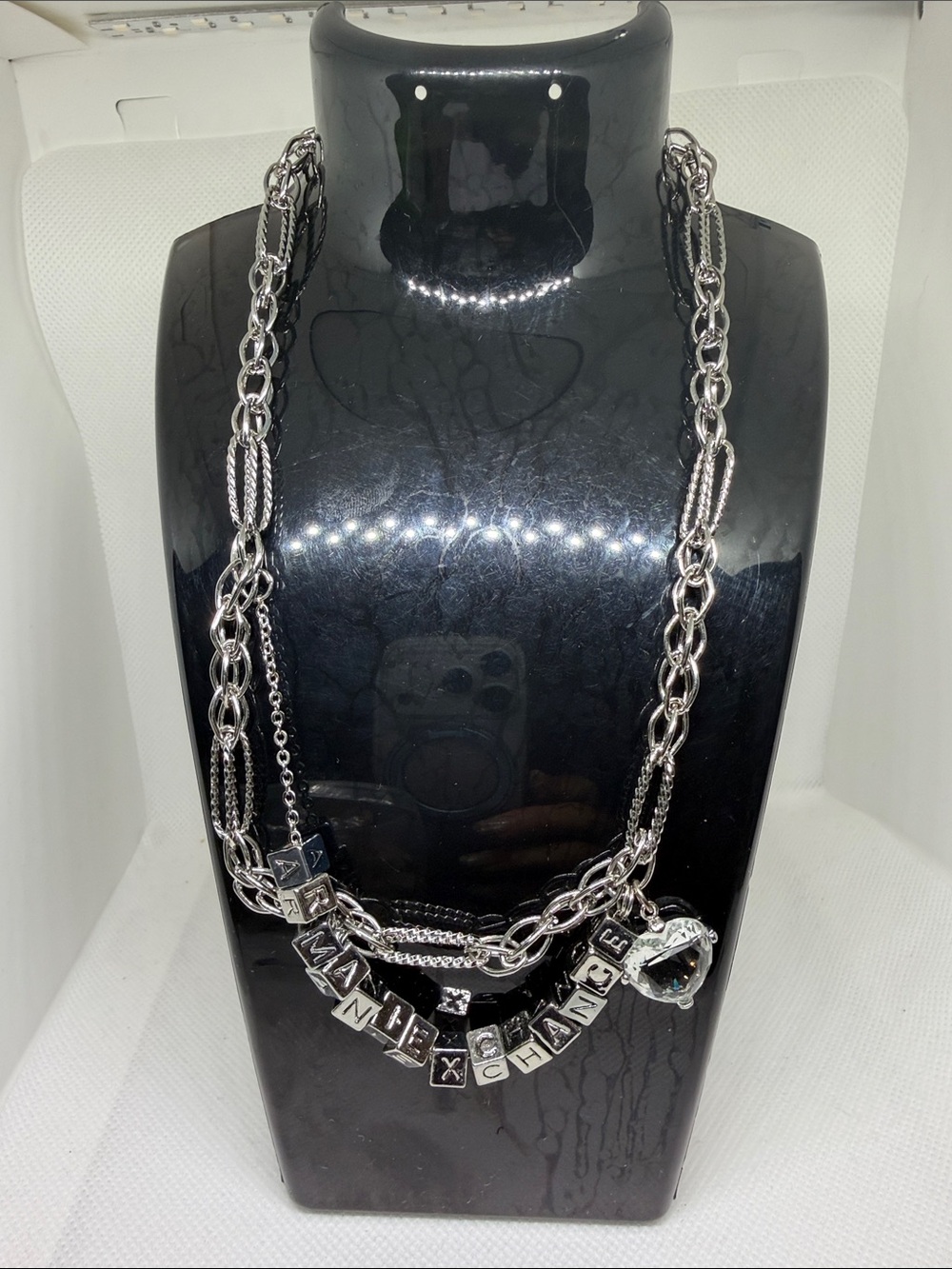 Silver Multi-Chain Letter Charm Necklace